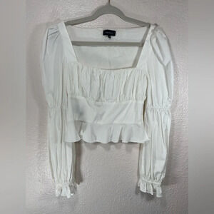 Revolve MAJORELLE Preston Top White Puffy Sleeve Blouse Women’s Small